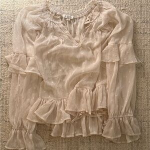 Elegant Cream Ruffled Women's Top
